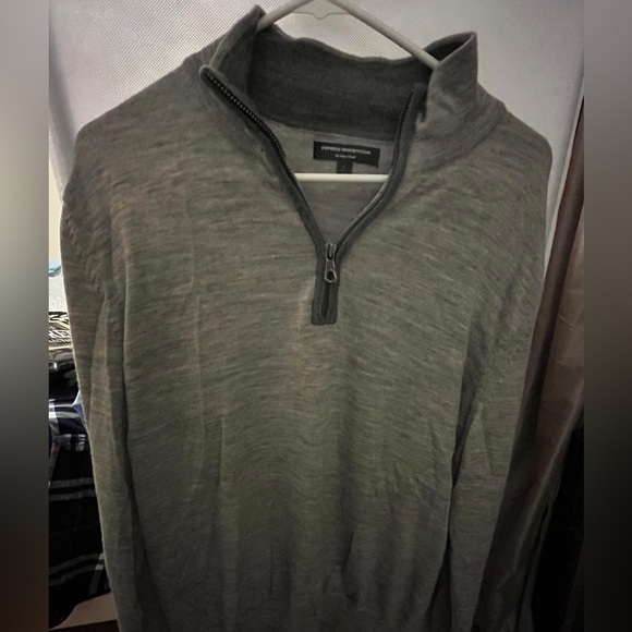 Mens Medium “Express” Merino Wool 3/4 zip sweater - Picture 2 of 4